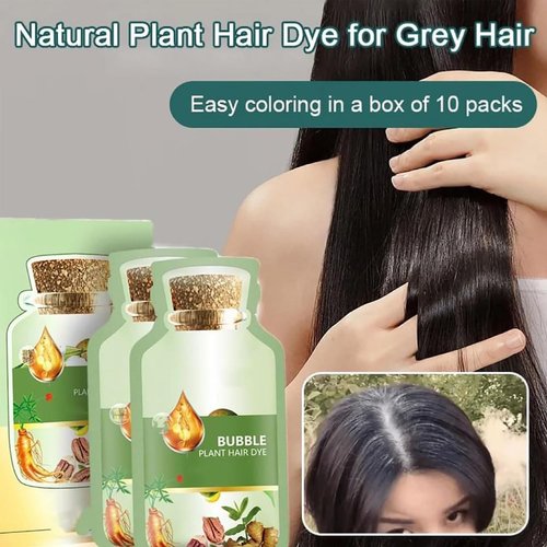 HUANG YI Natural Plant Hair Dye，Black Hair Dye New Botanical Bubble Hair Dye 20ml 10packs/Box.(Black Teal)