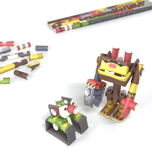 PIPEROID Penk & Bearborg Professor & Robot Bear - Japanese 3D Paper Puzzle DIY Robot kit for Kids and Origami Kit for Adults
