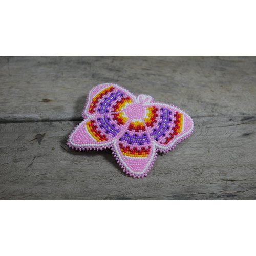Beaded Hair Clips Native American Style Handmade Collection (Butterfly (Baby Pink))