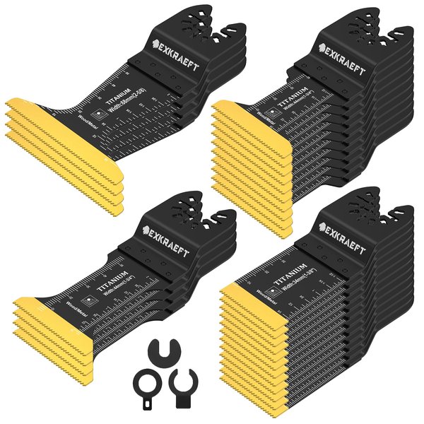 EXKRAEFT 30 PCS Oscillating Tool Blade, Universal Titanium Multi Tool Blades for Metal Nails Wood Plastic and Hard Material, Oscillating Saw Blades Fit Dewalt Milwaukee Ryobi Rockwell Fein