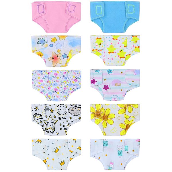 ZITA ELEMENT 10 Pcs Baby Doll Diapers for 14-16 Inch Baby Dolls Clothes Accessories