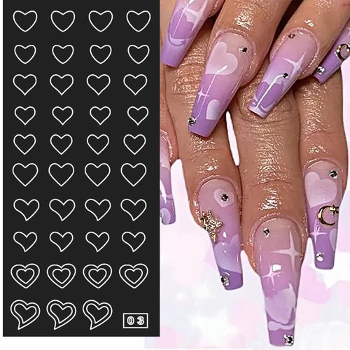 MOLILON Airbrush Stencils for Nails French Tip Nail Stickers Decals Printing Templates Stencil Tool Moon Star Heart Butterfly Hollow Nail Art Stickers for Nail Designs (154 Designs, 24 Sheets)