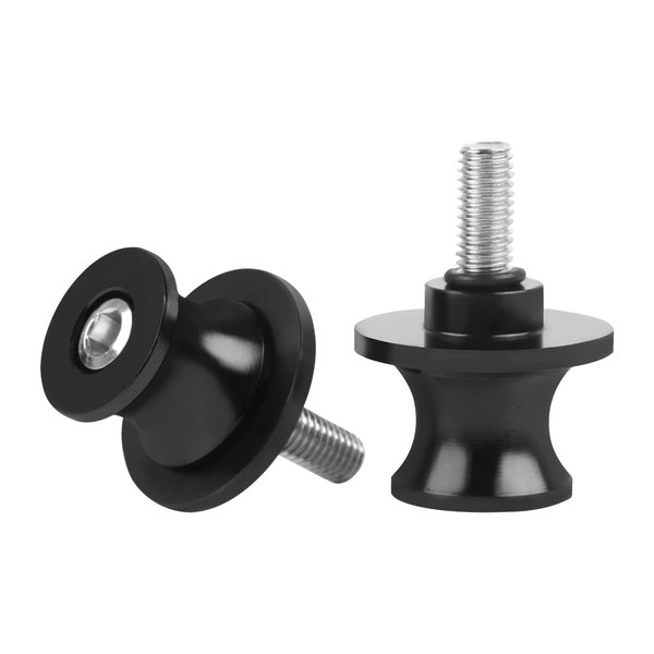 CHIFUN 2Pcs 6MM M6 X1.5 Motorcycle Swing Arm Spools Sliders CNC Aluminum Swingarm Spools Stand Screw Compatible with R1 R6 R3 MT07 MT09 FZ09 FZ10 MT03(Black)