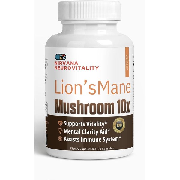 Lion's Mane, 60 Capsules Dietary Supplement, Gluten Free, Organic, Improves Memory, Boosts Your Immune System and Protects Your Brain. Natural Healthcare Fitness Edible - Premium Quality Lions Mane