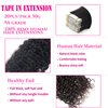 Curly Tape in Hair Extensions Kinky Curly Real Human Hair Tape in Extensions Natural Black Brazilian Remy Human Hair for Black Women 18inch 20pcs 50g Skin Weft Tape in Real Human Hair Extensions