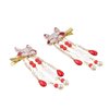 GUDEKIKL 2Pcs Cartoon Animal Tassel Hairclips, Vintage Chinese Hanfu Hairpin, Creative Bead Tassel Hair Barrettes, Japanese Cosplay Props Women Headwear