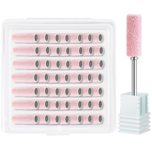 Maryton Sanding Bands for Nail Drill, 50 Pcs Small Nail Sanding Files with 3.1mm Mandrel Bits, 240 Fine Grit for Natural Acrylic Nails Gel Manicures and Pedicures