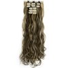 LELINTA 7Pcs 16 Clips 24 Inch Wavy Curly Full Head Clip in on Double Weft Hair Extensions Dark Brown Mix Ash Blonde