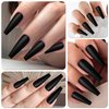 AddFavor Long Press on Nails Black Matte Ballerina Fake Nails Full Cover False Acrylic Nail for Women, 240pcs Black Nails with Nail Glue Adhesive Tabs File Tools