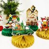 9 Pcs Christmas Party Honeycomb Centerpieces for Table Decorations, 3D Honeycomb Christmas Decorations Holiday Table Centerpieces with Santa Claus Snowman for Christmas Party Supplies Indoor