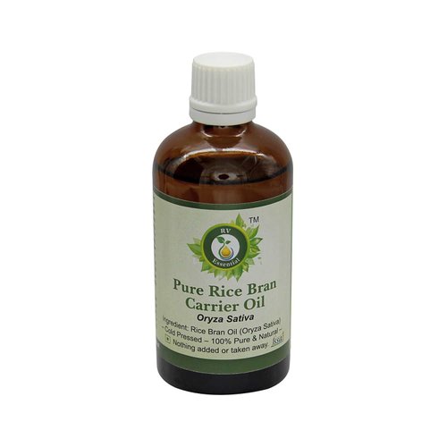 Rice Bran Oil | Oryza Sativa | for Skin | for Hair | for Massage | Unrefined | 100% Pure Natural Cold Pressed | 100ml | 3.38oz by R V Essential