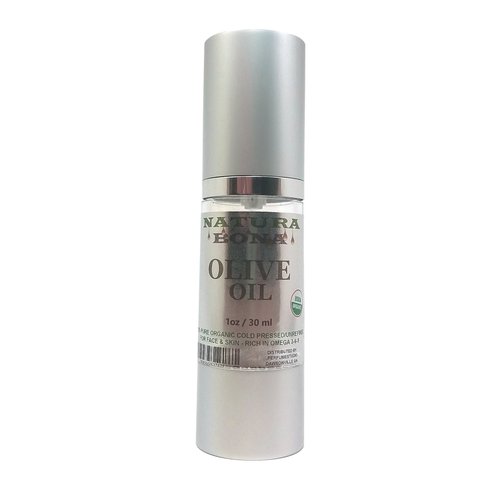 Olive Oil 1oz. 100% Pure Organic Moistening Oil for Skin and Hair in a Travel Size Airless Pump Bottle. All-Natural Anti-Aging Oil to fight skin blemishes & aging skin lines. (1oz Olive Oil)