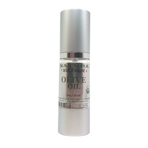 Olive Oil 1oz. 100% Pure Organic Moistening Oil for Skin and Hair in a Travel Size Airless Pump Bottle. All-Natural Anti-Aging Oil to fight skin blemishes & aging skin lines. (1oz Olive Oil)
