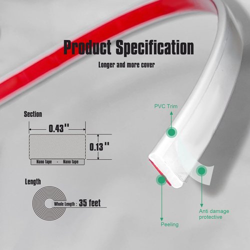 35 Ft Peel and Stick Backsplash, Trim Molding Tape for Tile Edge, Self-Adhesive Wall Trim for Corner Decor (White)