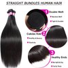Pinjuoo 3 Bundles Human Hair 26 28 30 Inch Long Brazilian Straight Human Hair Bundles 100% Unprocessed Virgin Raw Hair Bundles Weave Natural Black Bundles Human Hair Extensions for Women