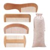 4 Pcs Wooden Comb Set for Women Men - Wide Tooth Wood Comb for Curly Hair, Natural Bamboo Detangling Comb Beard Comb Labor Comb Birthing Comb Handmade Comb for Long Thick Wavy Hair with Gift Bag