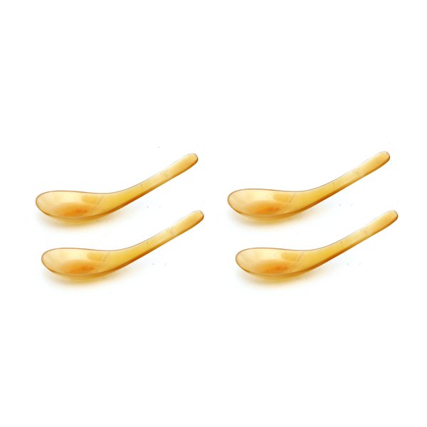 4 Pieces Handcrafted Unique Vietnamese Buffalo Horn Chinese Dinner Soup Spoon