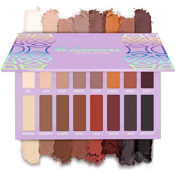 Lamora Eyeshadow Palette Makeup - Eye Makeup Palette with 16 Highly Pigmented Matte Shades - Vegan & Blendable