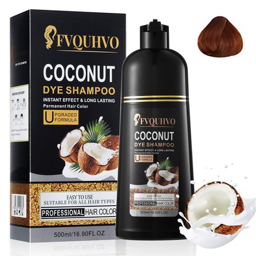 Coconut Dark Brown Hair Dye Shampoo Hair Color Shampoo for Gray Hair,Instant Brown Hair Shampoo 3 in 1,Brown Hair Dye for Women Men,Long lasting Brown Shampoo for All Hair Types