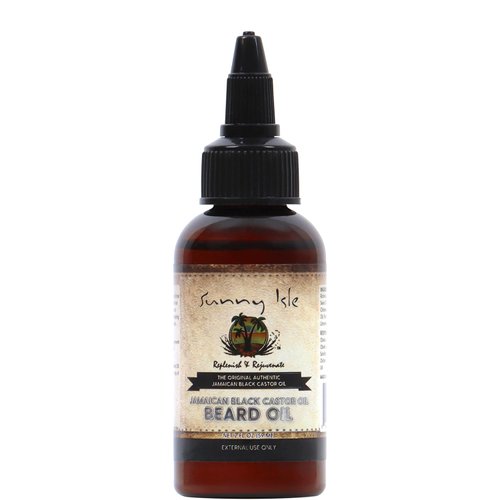 Sunny Isle Jamaican Black Castor Oil Beard Oil 2oz | Conditioning Growth Oil for Thicker Facial Hair | Softens, Strengthens Beards & Mustaches | Hydrates Skin