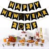 TaoBary Happy New Year Banner 2025 New Years Eve Party Supplies Glitter Gold Letters New Years Backdrop Sign Clock Fireworks Happy New Year Decorations for New Years Eve Decor