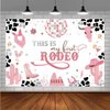 West Cowgirl Theme Birthday Party Background Wild West Party Supplies This is My First Rodeo Banner Girl Birthday Party Cow Print Pink Cactus Western Girls Party Decoration Supplies (6X4FT)