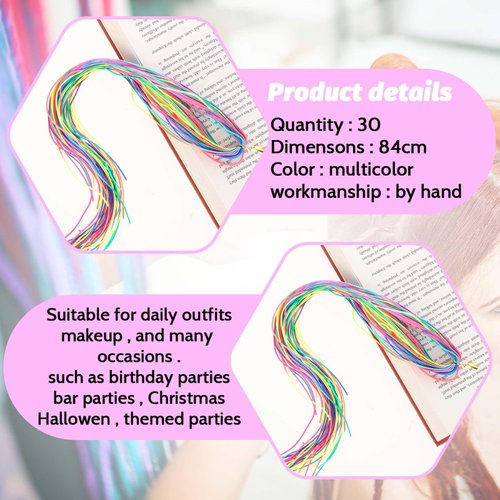 Qianyu 30 Pieces Colorful Hair Wrap String For Braids Assorted Gradient Hair Rope Band Multi Rainbow Braiding Hair Tie for Women Girls DIY Ponytail Braids Hair Styling Accessories (Style 2)