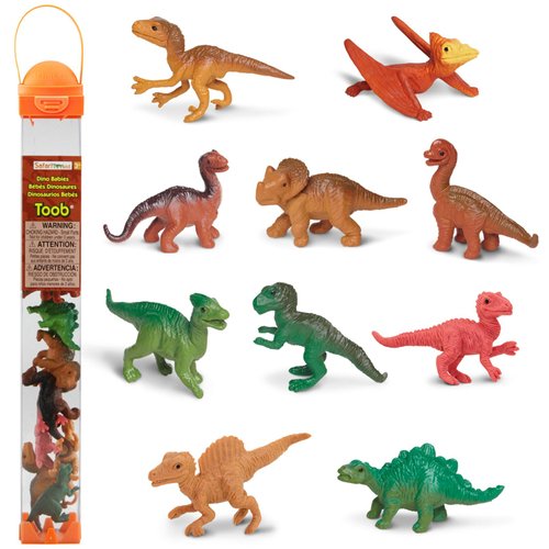 Safari Ltd. Baby Dinosaurs TOOB - 10 Figurines: Pteranodon, Apatosaurus, Triceratops, Brachiosaurus, Stegosaurus, Velociraptor, T-Rex, & More - Educational Toy Figures For Boys, Girls & Kids Ages 3+