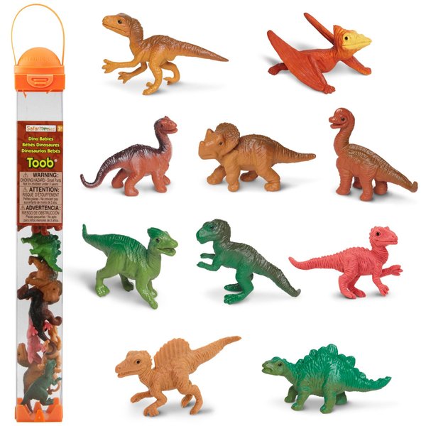 Safari Ltd. Baby Dinosaurs TOOB - 10 Figurines: Pteranodon, Apatosaurus, Triceratops, Brachiosaurus, Stegosaurus, Velociraptor, T-Rex, & More - Educational Toy Figures For Boys, Girls & Kids Ages 3+
