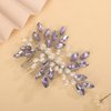 Teyglen Purple Rhinestone Wedding Hair Comb Bridal Pearl Crystal Hair Comb Hair Accessories for Bride Headpiece Hair Piece for Women (Purple)