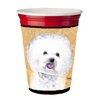 Caroline's Treasures SC9135RSC Bichon Frise Red Cup Hugger Cup Cooler Sleeve Hugger Machine Washable Drink Sleeve Hugger Collapsible Insulator Beverage Insulated Holder