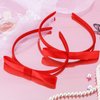 PAFUWEI 2 Piece Red Hair Bow Headband, Handmade Soft Cloth Red Ribbon Headband,Fashionable Knot Hairband Hair Accessories for Girls and Women,Ideal for Birthday Halloween Costume Party, Daily Decor