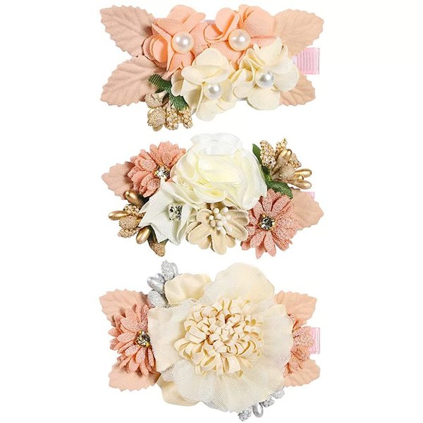 Girls Flower Hair Clips Set 3pcs Flower Hair Bows Clips Accessories for Baby Girl Toddles Teen Gifts (Hiar clips set 2)