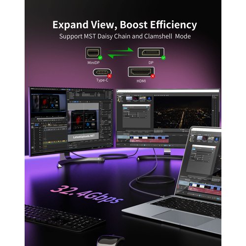 Silkland 8K Mini DisplayPort to DisplayPort 1.4 Cable, [8K@60Hz, 4K@144Hz, 2K@240Hz] 32.4Gbps Bi-Directional, HDR, G-Sync, Mini DP [Thunderbolt 2 Compatible] for Gaming Laptop, MacBook, Monitor,6.6FT