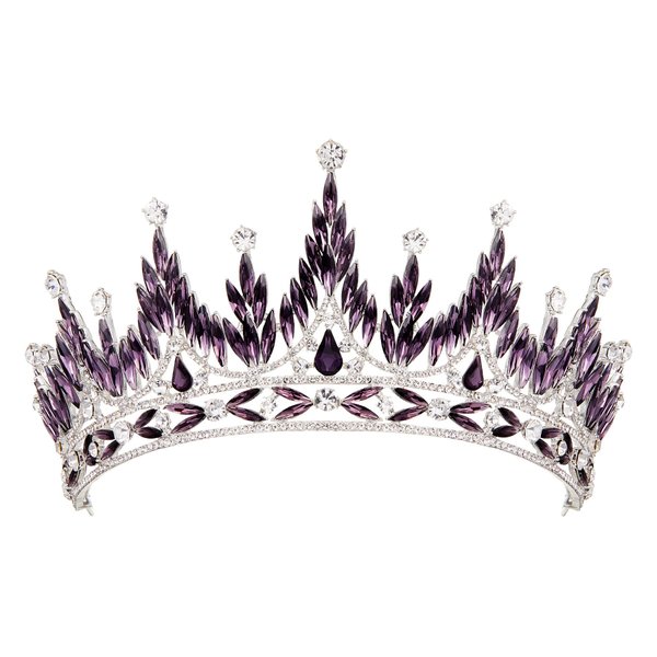 SWEETV Tiaras and Crowns for Women, Wedding Tiara for Bride, Rhinestone Queen Crown, Crystal Costume Hair Accessories for Birthday Prom Quinceanera Celebration,Purple