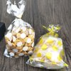 JHere 100 Pack Gold Polka Dot Candy Bags with 100Pcs Gold Metallic Twist Ties, Clear Plastic Treat Bags for Cookie Candy Snack Gift Wrapping Party Favor - 5.1'' by 8.2'' by 1.5''