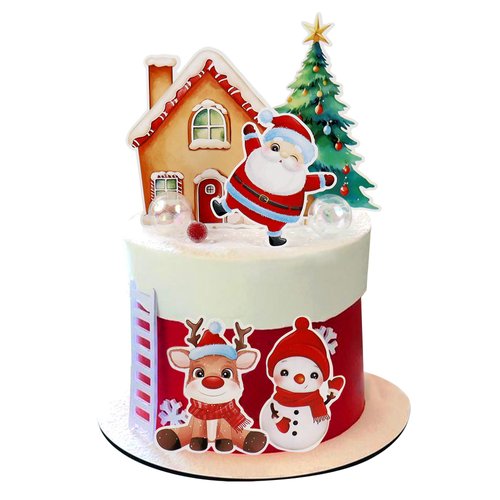 Ercadio 15 PCS Christmas Combination Cupcake Toppers Christmas Deer Snowman Santa Claus Elk Christmas Tree Picks Christmas for 2025 Xmas Holiday New Year Baby Shower Birthday Party Supplies
