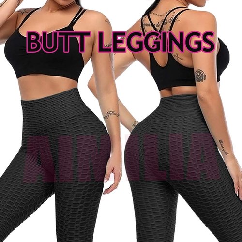 AIMILIA Butt Lifting Anti Cellulite Leggings High Waisted Yoga Pants Workout Tummy Control Sport Tights Black