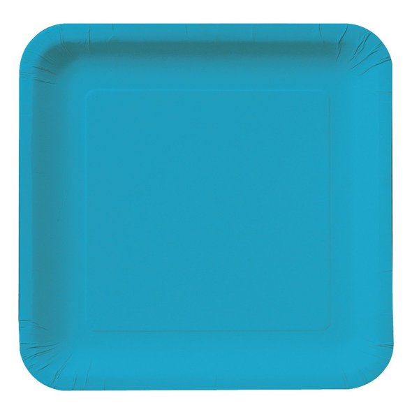 Creative Converting Touch of Color 18 Count Square Paper Dinner Plates, Turquoise