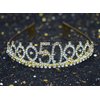 50th Gold Birthday Tiara and Sash Happy 50th Birthday Party Supplies 50th Gold Birthday Glitter Satin Sash and Crystal Tiara Princess Birthday Crown for Girls 50th Birthday Party Decorations
