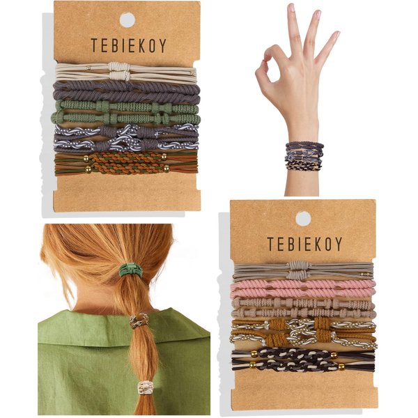 TEBIEKOY 20 Pcs Boho Hair Ties for Women, Elastic Hair Ties No Damage, Hair Bands for Thin and Thick Hair, Cute Ponytail Holders for Girls, Braided Hair Tie Bracelet for Long Curly Hair