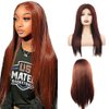 FuivJuix 28 Inch #33 Reddish Brown Lace Front Wigs Human Hair Bleached Knots 4X1 Hd Transparent Lace Closure Wig 150% Density Chestnut Brown Straight Wig Human Hair Brazilian Virgin Hair