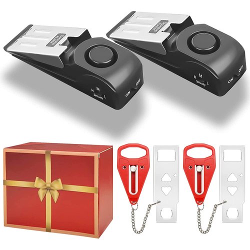 AceMining Portable Door Lock Home Security Door Lock Travel Lockdown Locks for Additional Safety and Privacy Perfect for Traveling Hotel Home Apartment College - 4 Pack