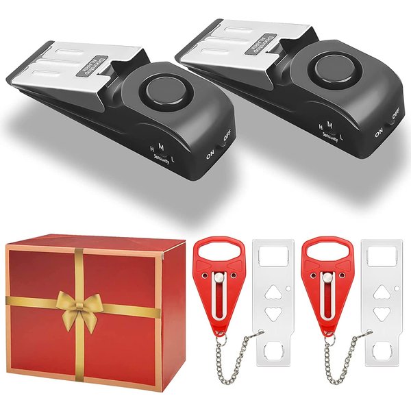 AceMining Portable Door Lock Home Security Door Lock Travel Lockdown Locks for Additional Safety and Privacy Perfect for Traveling Hotel Home Apartment College - 4 Pack