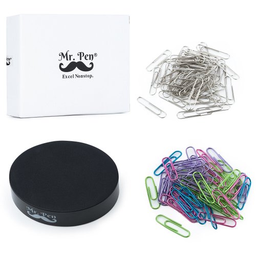 Mr Pen- Magnetic Desk Toy with Colored and Silver Paper Clips (100 Pieces), Desk Toys, Desk Decor, Desk Accessories, Paperweight, Cute Office Supplies, Paper Clips Holder, Paper Clip Dispenser