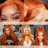 Asidow Ginger Orange Body Wave Lace Front Wigs Human Hair Pre Plucked with Baby Hair 180% Density 13x4 HD Lace Frontal Glueless Wigs for Women 30 inch