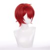 Mystylecos Suou Tsukasa Wig Red Short Anime Synthetic Costume Wig Ensemble Stars Cosplay Wig