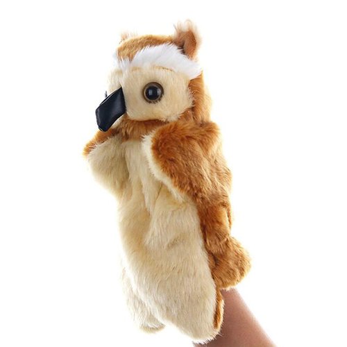 Plush Owl Hand Puppets Birds Stuffed Animals Toys for Imaginative Pretend Play Storytelling Brown