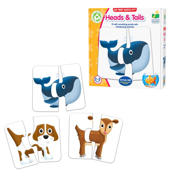 The Learning Journey: My First Match It - Head and Tails - 15 Piece Self-Correcting Animal Matching Puzzles - Learning Toys for Toddlers 1-3 - Award Winning Toys