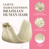 GOO GOO Clip in Hair Extensions Real Human Hair, Remy Human Hair Extensions Clip ins for Women, Natural Human Hair, 22inch 150g 9Pcs, 17A/60A Ash Blonde Highlighted Platinum Blonde